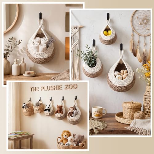 Honeydak 3 Hanging Baskets, Cream&light Brown, Classic Teardrop - color: Cream&light Brown, style: Classic Teardrop