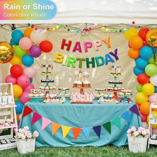 Pre-Strung Felt Happy Birthday Banner Rainbow Garland Set - color: Colorful