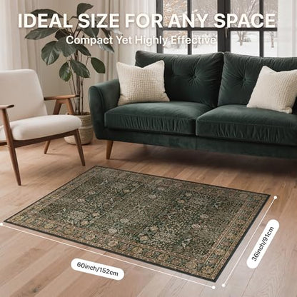 Bavni 3x5 Washable Area Rug for Living Room, Dark Green Brown - color: Dark Green Brown, size: 3' x 5' (Rectangular)