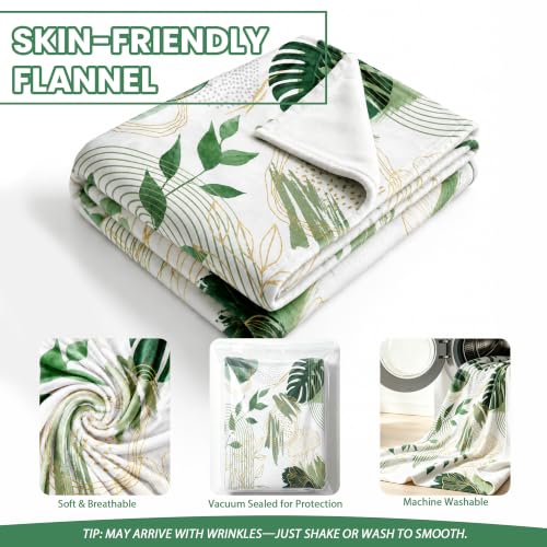 Sage Green Leaf Throw Blanket, 50x60 in - color: Green, size: 50"Wx60"L