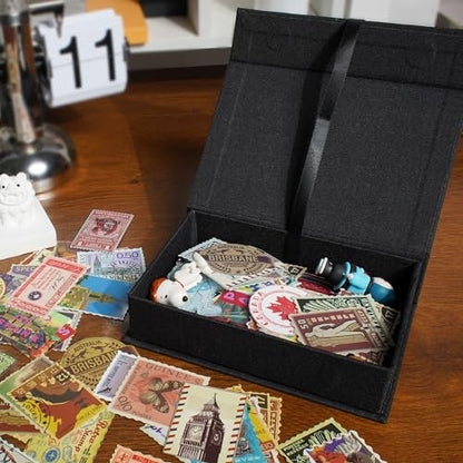 Photo Storage Box 4x6, Linen Photo Box - Black - color: Black, size: 4"x6"