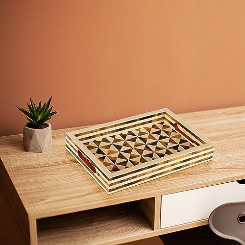 Handicrafts Home Handmade Resin Inlay Decorative Ottoman Serving Tray,12x8 - color: Multi Triangle