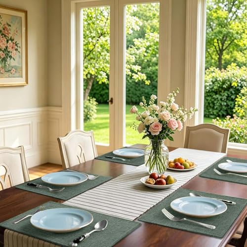 Homaxy Cloths Placemats for Dining Table Set of 6, 13" x 19", Green - color: Green, size: Placemats Set of 6