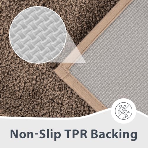 Bathroom Rugs, 24" x 36" Soft Bath Rugs, Checkered Grayish Brown & Coffee - color: Checkered-grayish Brown & Coffee, size: 24" X 36"