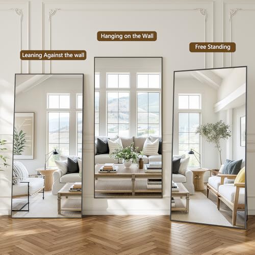 Koonmi 78"x35" Floor Mirror Full Length, Large Black Mirror - color: Black, size: 78"L x 35"W