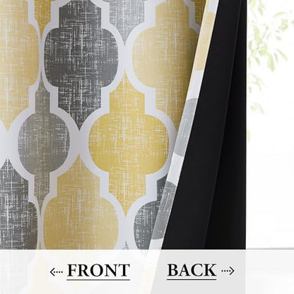 Beauoop Moroccan Valance Curtains Kitchen Cafe Yellow Grey 52x18 1 Panel - color: Rod Pocket | Yellow and Grey, size: 50"W x 18"L (Pack of 1)