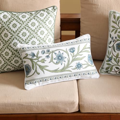 ISAENNE Designer Printed Rectangle Throw Pillow Cover,Set of 2,20"x12" - color: Mosella E, size: 20" x 12" (Pack of 2)