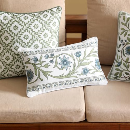 ISAENNE Designer Printed Rectangle Throw Pillow Cover,Set of 2,20"x12" - color: Mosella E, size: 20" x 12" (Pack of 2)