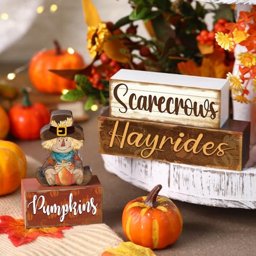 4 Pcs Fall Decor for Home Thanksgiving Scarecrow Table Centerpiece - style: Scarecrow