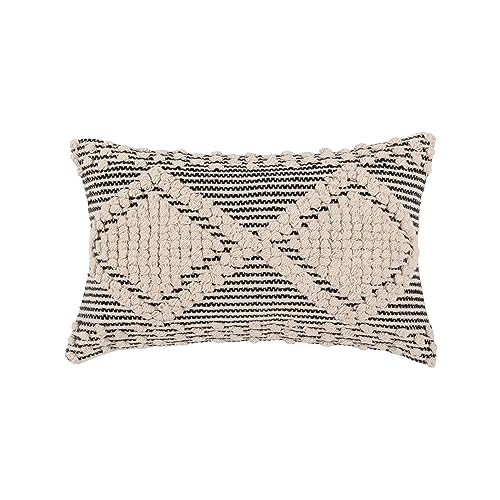 · REDEARTH · Boho Textured Handwoven Throw Pillow Cases, Diamond Medley - color: Diamond Medley Black, size: 20" x 12" (Pack of 2)