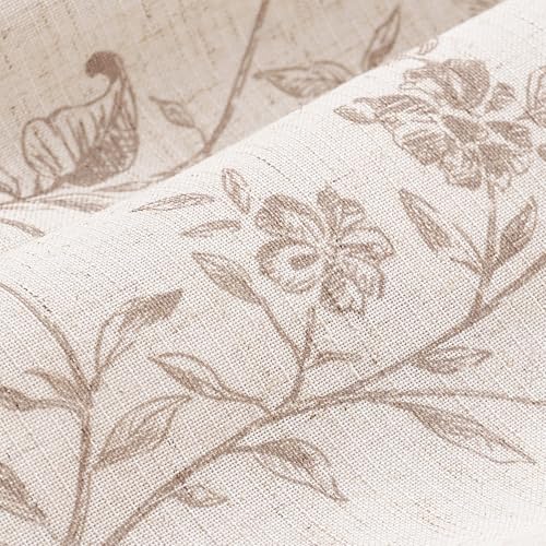 jinchan Alisa Ruffled Floral Valance Curtain 18 Inch 1 Panel Taupe on Linen - color: Alisa Taupe on Linen