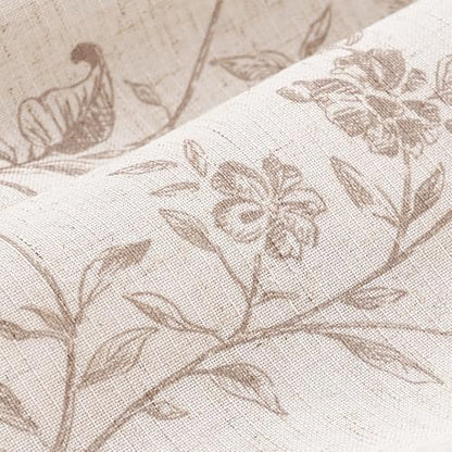 jinchan Alisa Ruffled Floral Valance Curtain 18 Inch 1 Panel Taupe on Linen - color: Alisa Taupe on Linen
