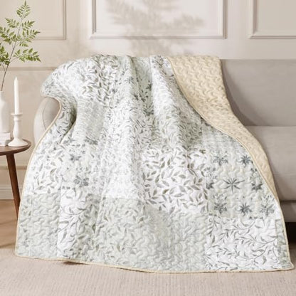 Exclusivo Mezcla Reversible Boho Quilted Throw Blanket, 50"x 60" - color: Bohemian Patchwork Grey, size: 50 x 60 inch