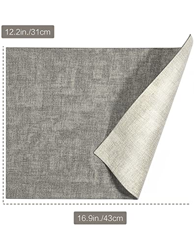 SUEH DESIGN Leather Placemats Table Mats Set of 6, Light Grey & Smoky Grey - color: A: Light Grey & Smoky Grey