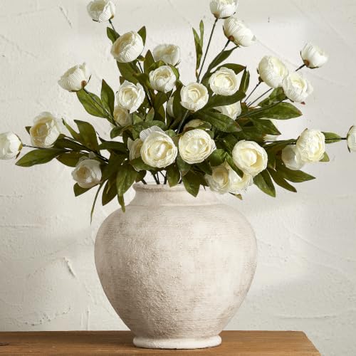 Ceramic Large Vase, Flower Rustic Vase Farmhouse Decorative Big Vases Floral Pottery Vases for Home Decor Table Living Room Entryway Mantel Bedroom Bathroom Kitchen - 9.6" D - color: 10x10 - D