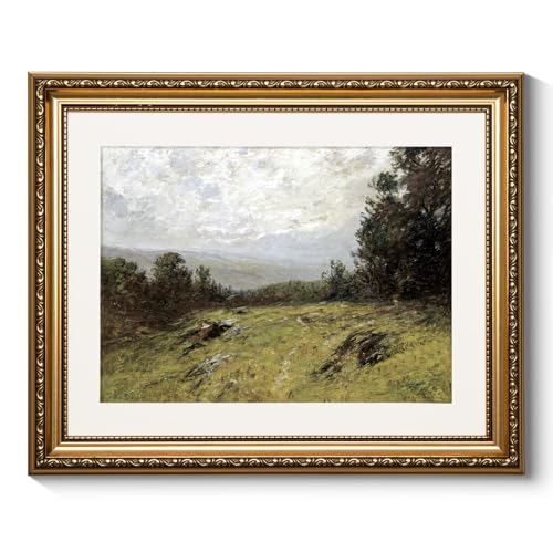 ARPEOTCY Vintage Gold Framed Wall Art Decor, 13x16 inch Hillside Country Landscape Paintings, Victorian Farmhouse Wall Decor for Living Room Bedroom, Canvas Prints Antique Pictures Frame - color: Hillside, size: 16"L x 13"W