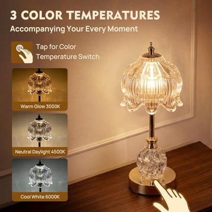 Flower Battery Operated Rechargeable Lamp Cordless, Lily, Clear - color: Clear-Lily