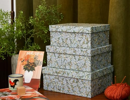 3-Piece Decorative Storage Boxes with Lids, Artistic Marble Pebble Pattern, Cardboard Paperboard Keepsake Box Set, Photo & Memory Storage for Home Decor and Modern Organization - color: Marble Pebble