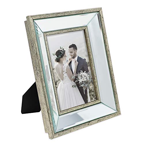 Laura Ashley 4x6 Silver Beveled Mirror Picture Frame Tabletop & Wall Mount - color: Silver, size: 4x6