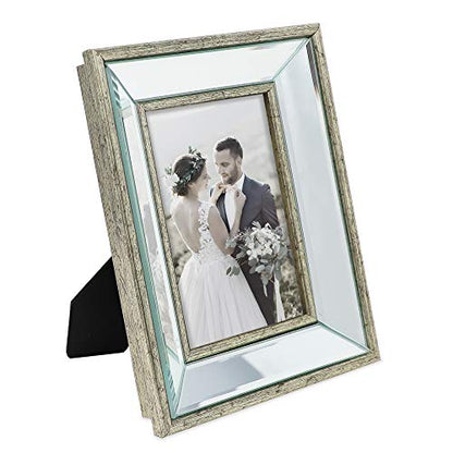 Laura Ashley 4x6 Silver Beveled Mirror Picture Frame Tabletop & Wall Mount - color: Silver, size: 4x6