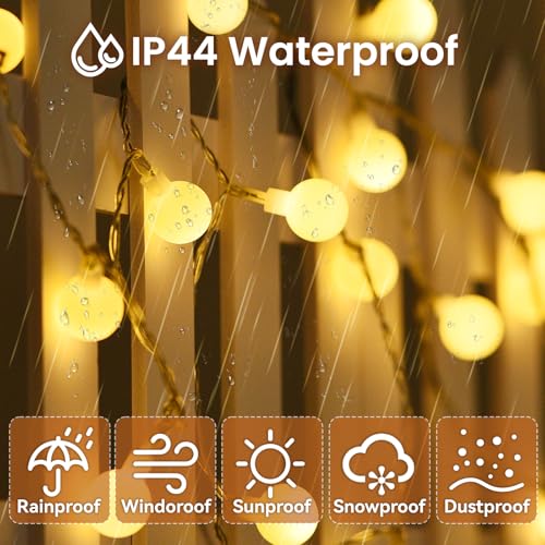 200Led Globe String Lights, Plug in 8 Modes with Remote Control, 75FT - size: 75FT