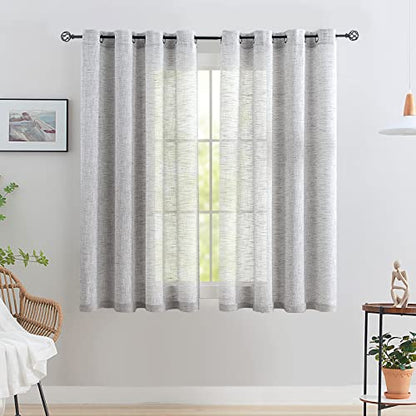 Grey Semi Sheer Curtains for Bedroom Living Room 52x63inch Grommet Top 2pk - color: Soft Grey - Grommet Top, size: 52"W x 63"L (Pack of 2)