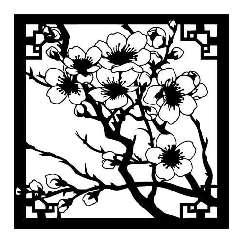Metal Wall Decor | 17'x 17' x 0.05'' Cherry Blossom Art Themed Wall Decorations | Handmade Indoor and Outdoor Wall Art (17'' x 17'', Cherry Blossom, Black) - size: 17'' x 17'', style: Cherry Blossom