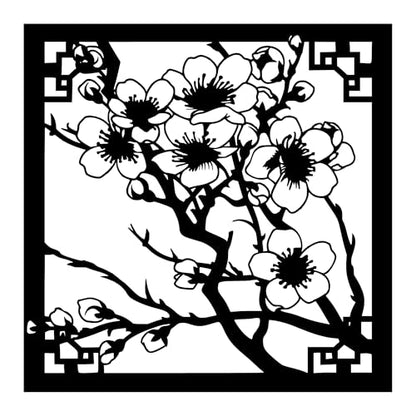 Metal Wall Decor | 17'x 17' x 0.05'' Cherry Blossom Art Themed Wall Decorations | Handmade Indoor and Outdoor Wall Art (17'' x 17'', Cherry Blossom, Black) - size: 17'' x 17'', style: Cherry Blossom