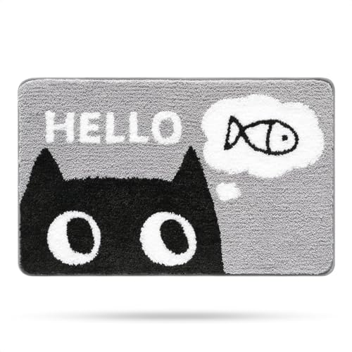 Molesun Cat Bath Mat 20x31, Soft Absorbent Microfiber Bath Rugs - color: Black, size: 20" x 31"