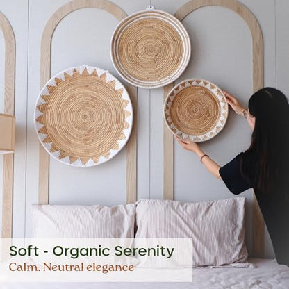 Chi An Home Extra Large Wall Basket Decor Boho Wicker Wall Hanging Set 3