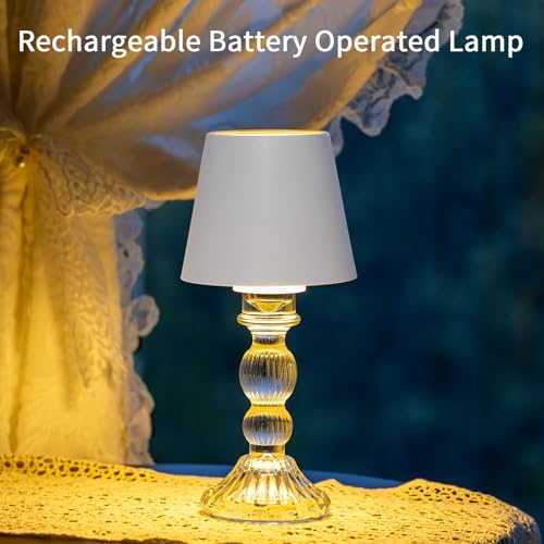 MJ PREMIER Small Rechargeable Lamp, Wireless Lamp, Battery Operated Lamps - color: White