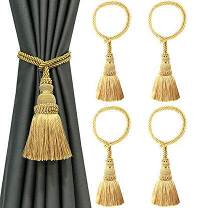 4 Pack Curtain Tie Backs Rope Tassels for Curtain Holdback - color: Gold, size: 4p