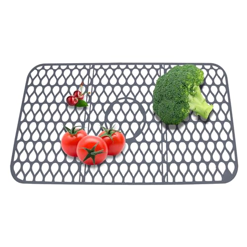 NICE DAY Sink Mat, Sink Protectors for Kitchen Sink By Better Housewares Wok Stand Strong Adsorption And Skid Resistance PVC Free Silicone Sink Mat (Extra Large: 26"x14") - size: 26" x 14"