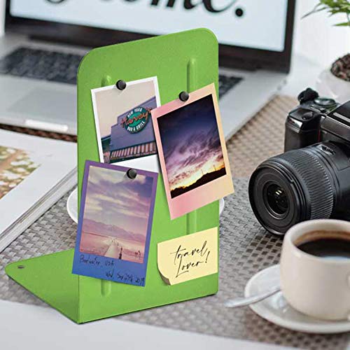 Acrimet Bookends for Shelves, Non-Skid Book Holder, Heavy Duty Book Stopper, Steel Metal Book Ends Storage for Home, Library, 6 7/8" H x 4" W x 4 1/2" D (Green Citrus) (1 Pair / 2 Pieces) - color: Green Citrus