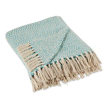 DII Rustic Farmhouse Double Diamond Woven Throw, 50x60, Aqua - color: Aqua, size: 50x60"