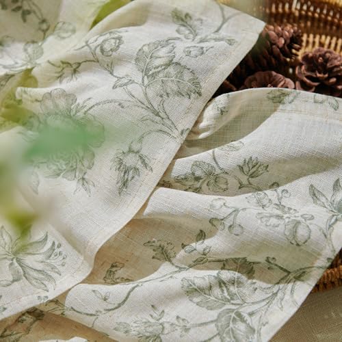 jinchan Amlie Ruffled Floral Valance Curtain 1 Panel 18 Inch Green on Linen - color: Amlie Sage Green on Linen