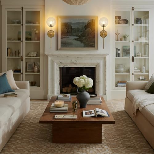 Globe Battery Operated Sconce Set of 2 with Clear Glass Lampshade - color: Gold-Clear