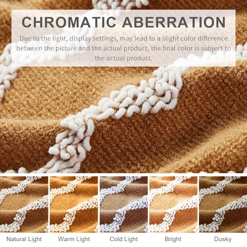 BOURINA Knitted Throw Blanket Boho Chenille Blanket,Mustard 60x80Inch - color: A-mustard, size: 60"×80"