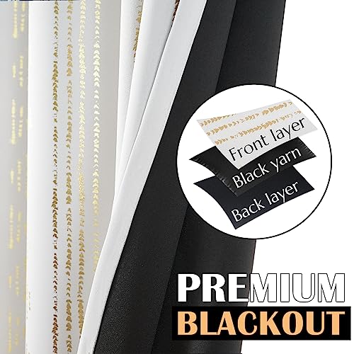jinchan Boho Blackout Curtains 63 Inch Length for Bedroom Living Room - color: Boho | Gold on Off White, size: 52"W x 63"L (Pack of 2)