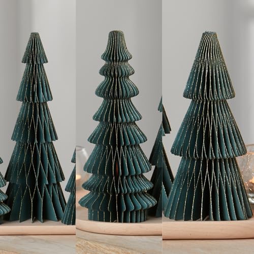 Set of 3 Honeycomb Paper Pine Forest Trees (Medium Set 3 Pine) - color: Medium Set 3 Pine
