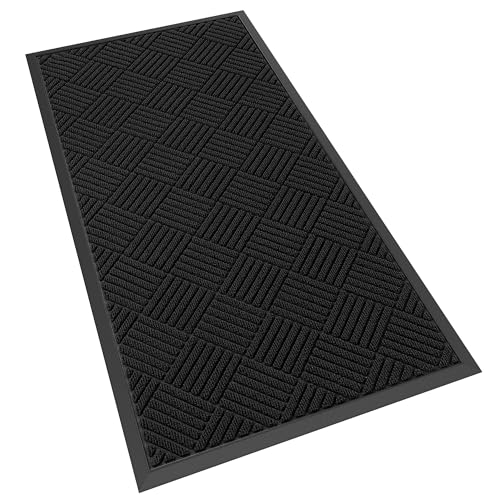 Front Door Mat, 48" x 24" Heavy Duty Indoor Outdoor Doormat - color: Black Diamond, size: 2' x 4' (Rectangular)