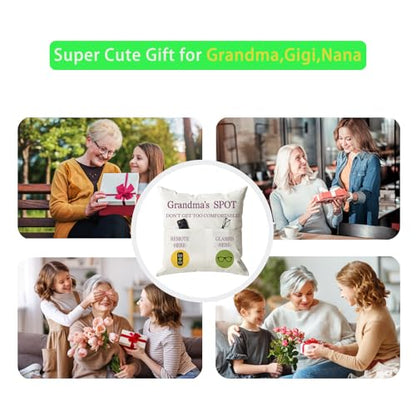 ONFAON Grandma Gifts, Grandma's Spot Throw Pillow Covers 18x18 Inch,Birthday Christmas Thanksgiving Day Gifts for Grandma Mom,2-Pocket - color: Grandma 2-pocket