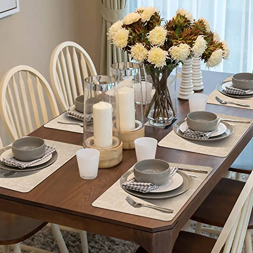Maxpearl Faux Leather Placemats Set of 6, Easy to Clean, Beige - color: Beige