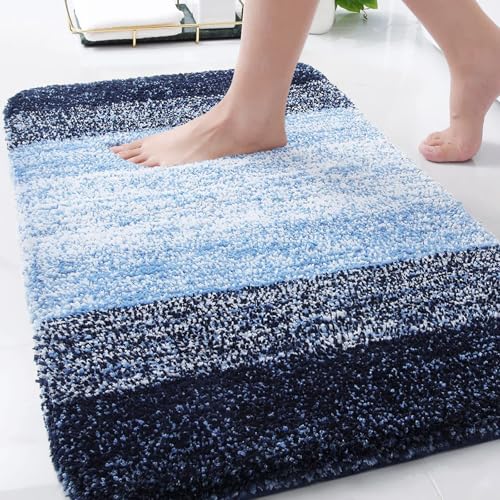 Arotive Microfiber Bathroom Rugs, Shaggy Soft Absorbent Bath Rug, 34x21 - color: Blue, size: 34" X 21"