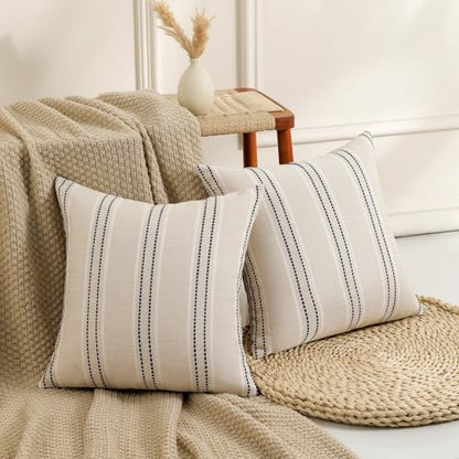 Hckot Black Striped Throw Pillow Covers 16x16 Set of 2 Accent Pillow Cover - color: Black, size: 16" x 16" (Pack of 2)