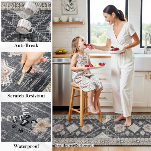 Ileading Anti Fatigue Kitchen Mat, Non Slip Cushioned Standing Floor Mat, Waterproof Kitchen Runner Rug, Farmhouse Comfort Padded Mat for Sink, Laundry, Office, Black, 24''x71'' - color: Black