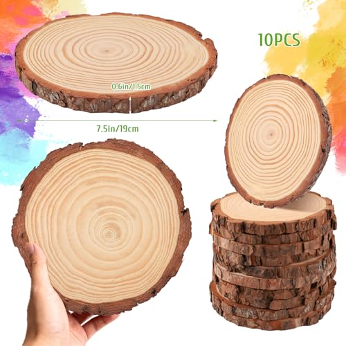 FSWCCK 10 Wood Slices 7-7.8in, Unfinished Slabs for Wedding DIY - size: 10 Pcs 7"-7.8"