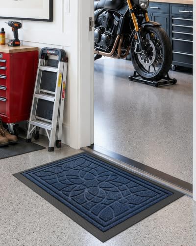 DEXI Front Door Mat Outside Entrance 17x30, Heavy Duty Non Slip, Blue - color: Blue, size: 17" X 30" (Rectangular)
