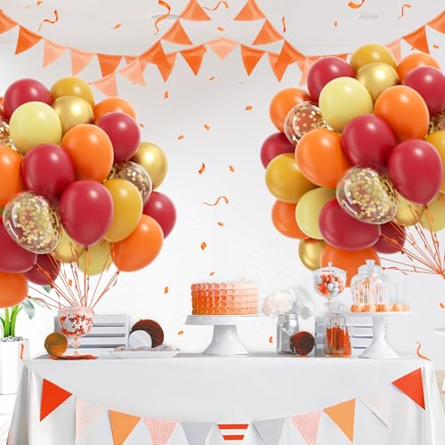 60pcs 12inch Fall Balloons with Burgundy Gold Burnt Orange Balloons - color: Burnt Orange Burgundy