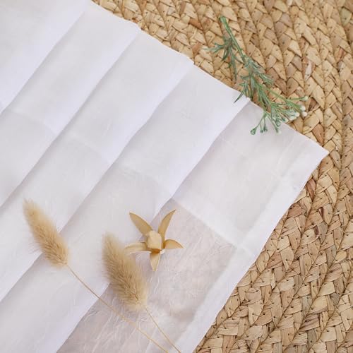 Chyhomenyc Crushed Sheer White Curtains 84 Inch Length 2 Panels - color: White, size: 42"W x 84"L (Pack of 2)